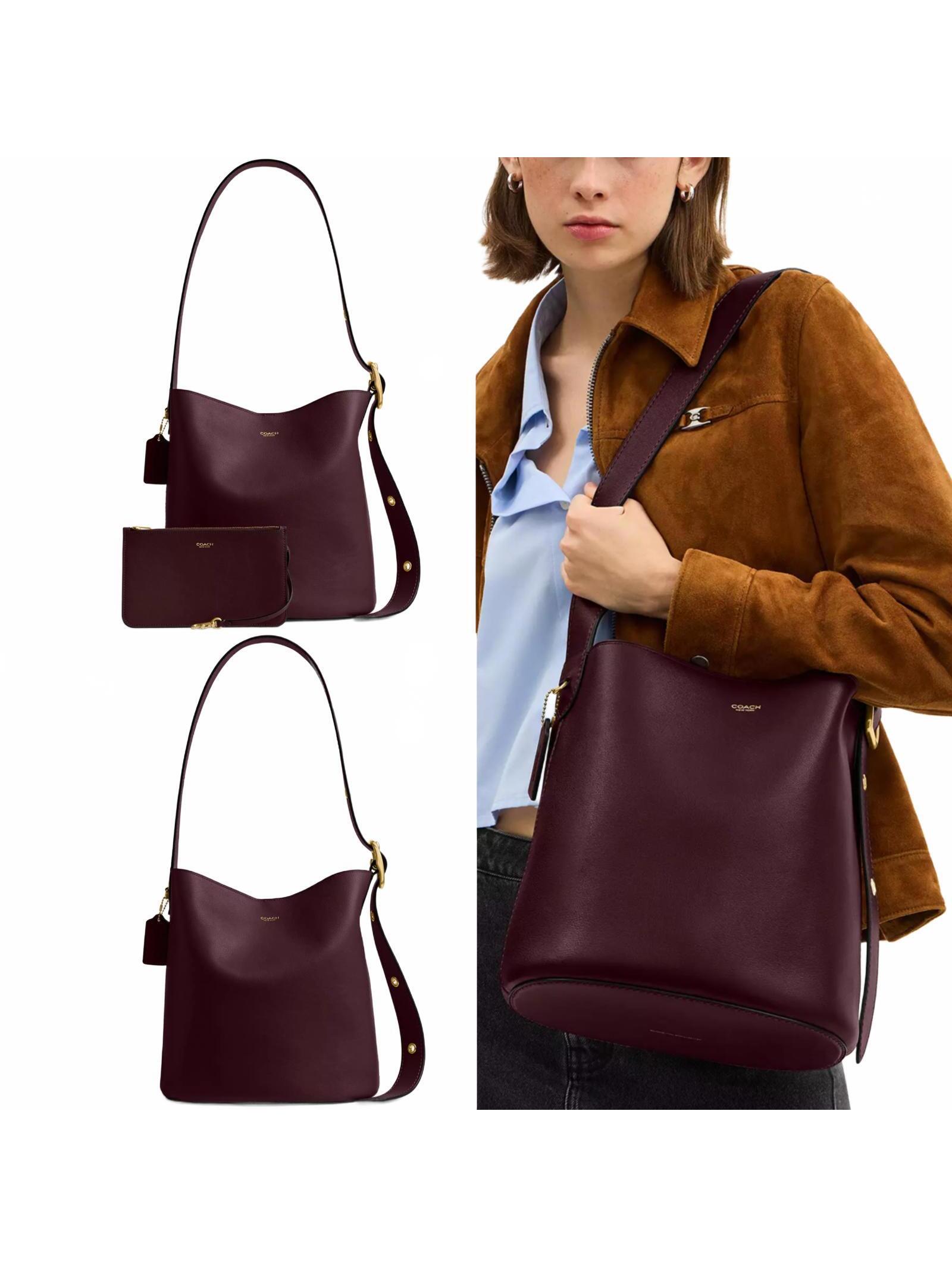 Coach Bleecker Bucket Bag Nwt Smooth Leather/ Merlot/ Brass